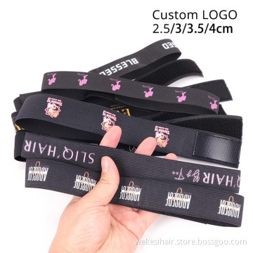 Customized Your Own Logo Or Name Adjustable Edge Elastic Band For Wigs Frontal Wrap Headband Black 2.5 3 3.5Cm Hair Accossories